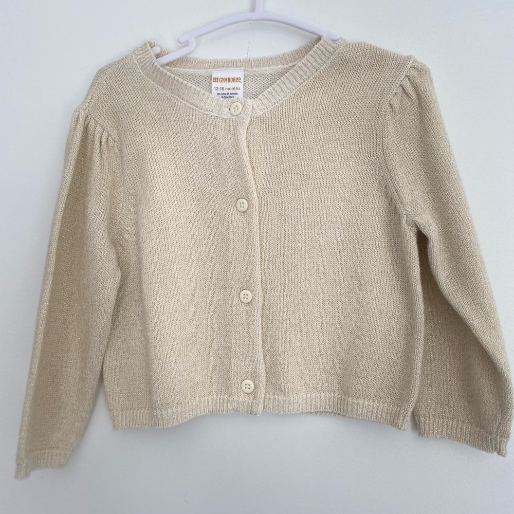 Golden cream sweater button up cover size 12-18 months